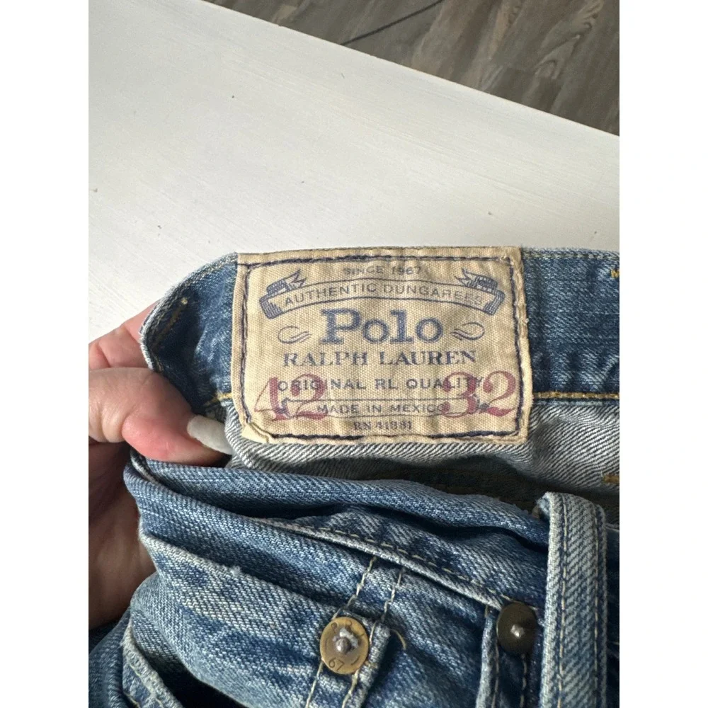 Polo Ralph Lauren Thompson Relaxed Mens Jeans 42x32 Med Wash Straight Blue Denim